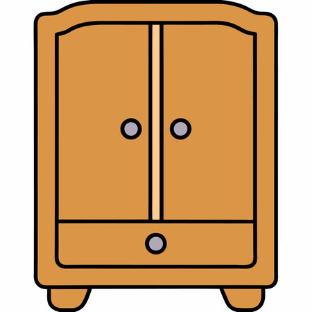 Illustration of a wooden cupboard on a white background, vector illustrationのイラスト素材