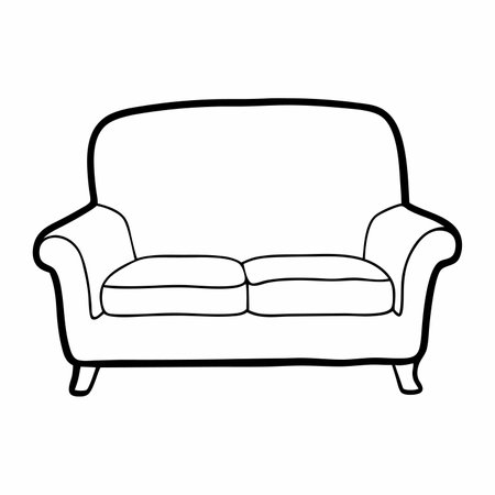 Sofa vector illustration isolated on white background. Hand drawn furniture.のイラスト素材