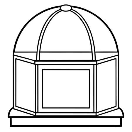 Outline illustration of a building icon isolated on a white background.のイラスト素材