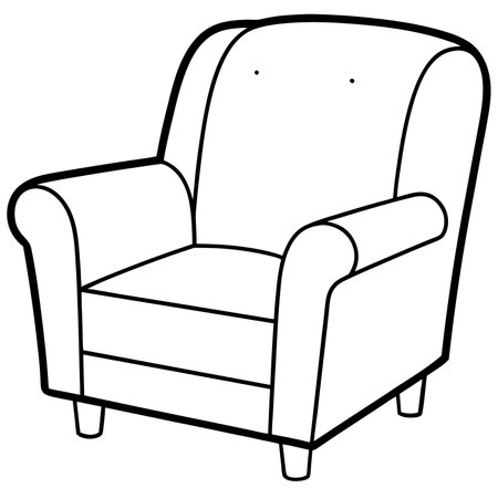 Illustration of a Black and White Armchair on a White Backgroundのイラスト素材