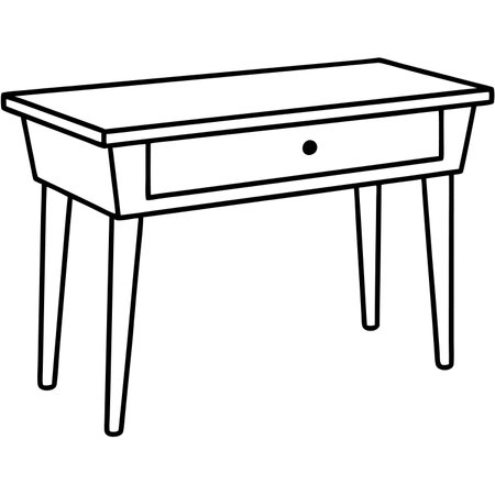 Wooden table icon on white background. Vector illustration in outline style.のイラスト素材