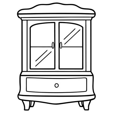 Illustration of a vintage cupboard on a white background, vector illustrationのイラスト素材