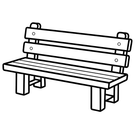 Outline illustration of a park bench isolated on a white background.のイラスト素材