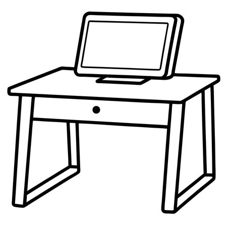 Office desk icon. Outline illustration of office desk vector icon for webのイラスト素材
