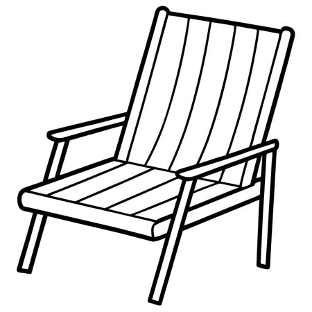 Illustration of a deck chair on a white background. Vector illustrationのイラスト素材