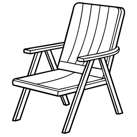 Illustration of a Coloring Book of a Beach Chair - Vectorのイラスト素材