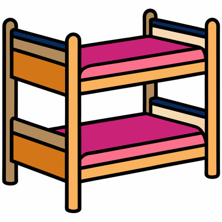 Illustration of a single bunk bed isolated on a white background.のイラスト素材