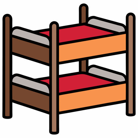 vector illustration of a single bunk bed isolated on a white background.のイラスト素材