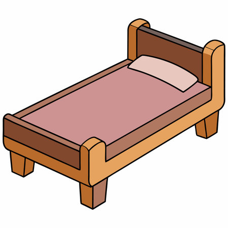 Wooden bed on a white background. Vector illustration of a wooden bed.のイラスト素材
