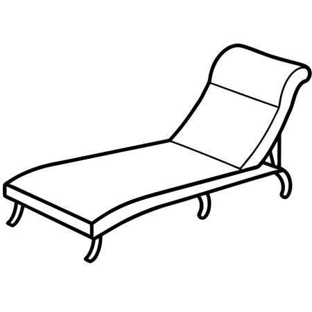 Outline image of a deck chair on a white background. Vector illustrationのイラスト素材