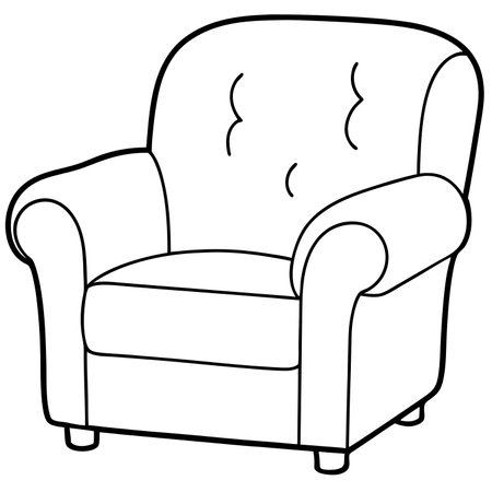 Armchair outline black and white. Vector illustration for coloring book.のイラスト素材