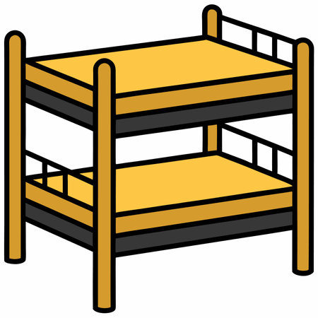 Illustration of a bunk bed on a white background, vector illustrationのイラスト素材