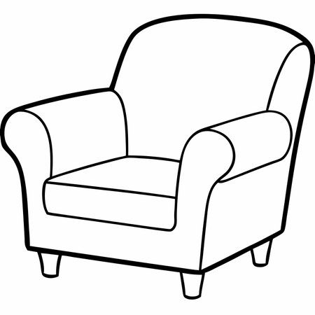 Armchair isolated on a white background. Vector illustration in outline style.のイラスト素材
