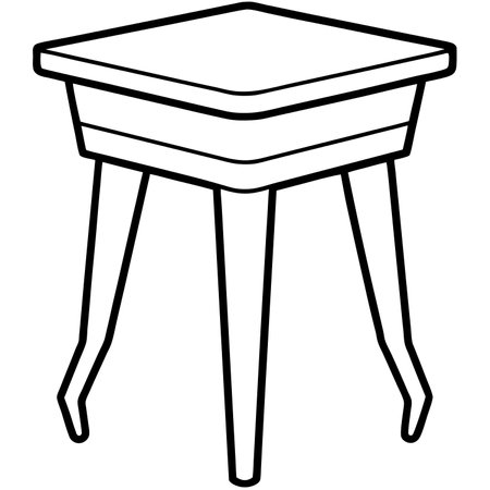 Black and White Illustration of a Dining Table or Stoolのイラスト素材