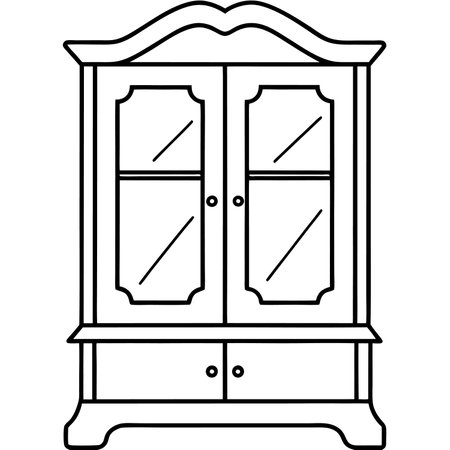 Illustration of a classic cupboard in black and white - vectorのイラスト素材