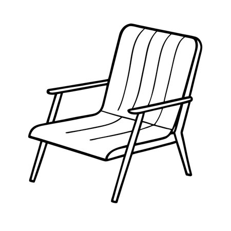 beach chair icon over white background, line style, vector illustrationのイラスト素材