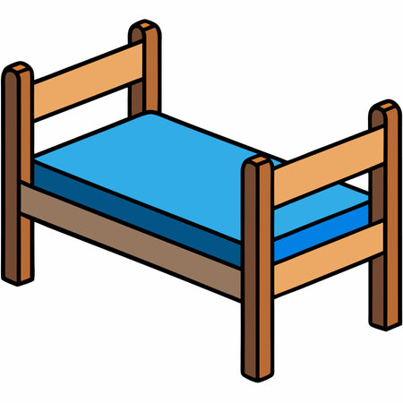 Wooden bed isolated on white background. Vector illustration in cartoon style.のイラスト素材