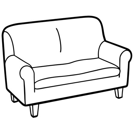 Illustration of a hand-drawn sofa on a white background.のイラスト素材