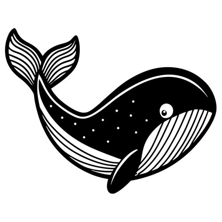 Whale illustration isolated on white background in black and whiteのイラスト素材