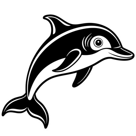 Cartoon dolphin isolated on white background, a marine mammal iconのイラスト素材