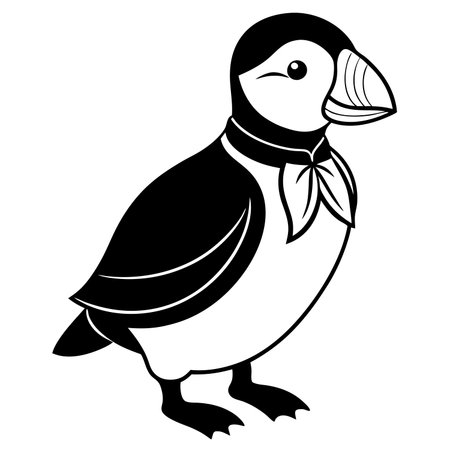 Puffin isolated on white background, a seabird with colorful beakのイラスト素材