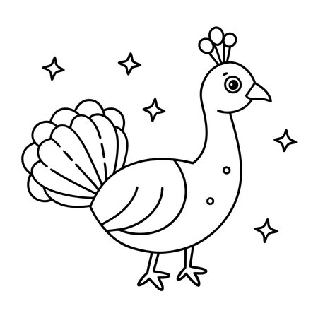 Cartoon peacock isolated on white background illustration vectorのイラスト素材