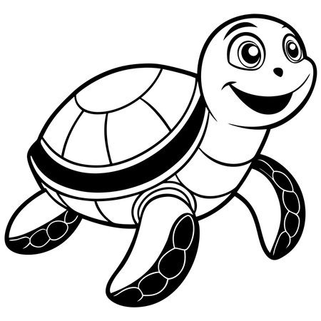 Cute cartoon sea turtle isolated on white background illustrationのイラスト素材