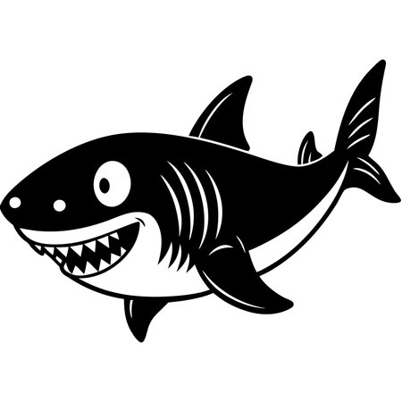 Cartoon shark isolated on white background, smiling and friendlyのイラスト素材