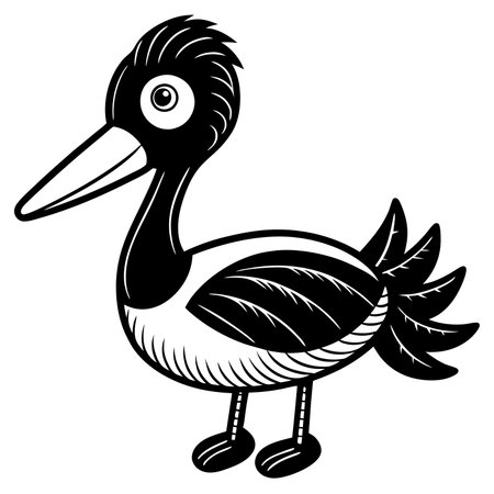 Wading bird with long beak isolated on white backgroundのイラスト素材