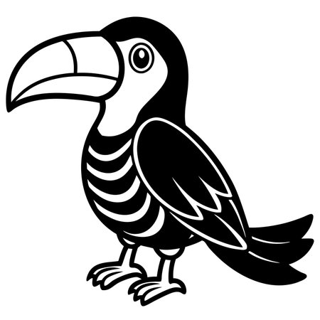 Cartoon toucan isolated on white backgroundのイラスト素材