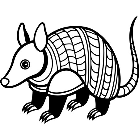 Cute armadillo cartoon illustration isolated on white backgroundのイラスト素材
