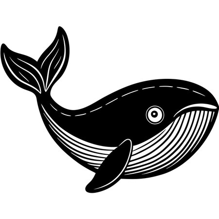 Whale illustration isolated on white background in black and whiteのイラスト素材