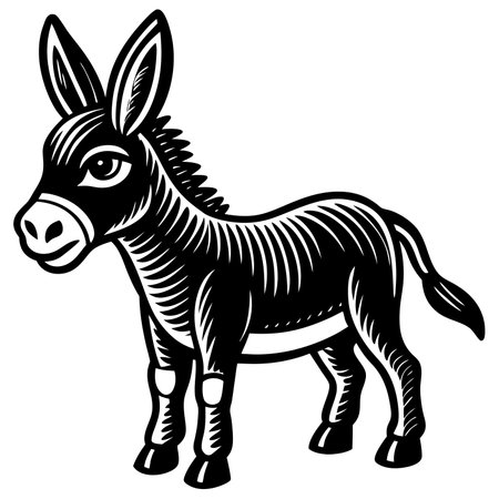 Cartoon donkey isolated on white background, a cute farm animalのイラスト素材