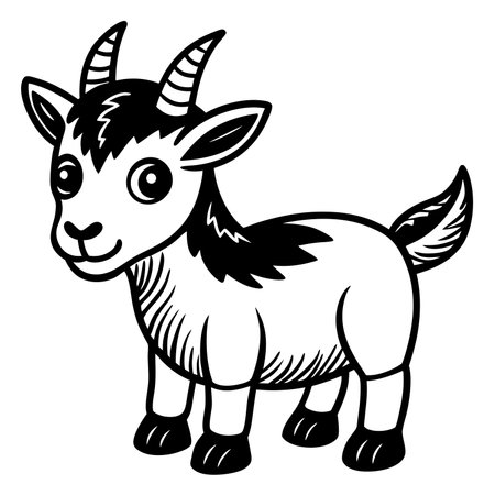 Cartoon goat illustration isolated on white background vector imageのイラスト素材