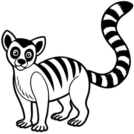 Cute cartoon lemur isolated on white backgroundのイラスト素材