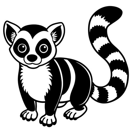 Cute cartoon lemur isolated on white backgroundのイラスト素材