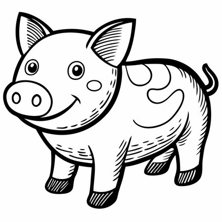 Cartoon pig with zebra stripes isolated on white backgroundのイラスト素材