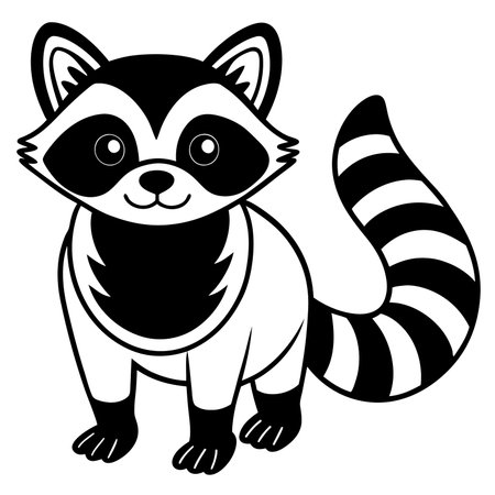 Cute raccoon cartoon vector illustration isolated on white backgroundのイラスト素材