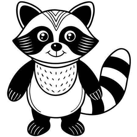 Cute raccoon cartoon vector illustration isolated on white backgroundのイラスト素材