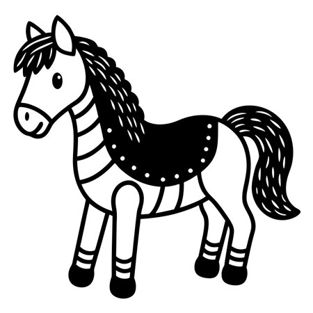 Cartoon horse isolated on white background, a cute and cheerful animalのイラスト素材