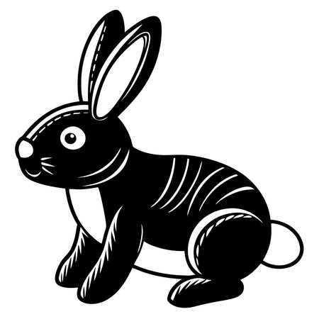 Cute rabbit outline isolated on white background illustrationのイラスト素材