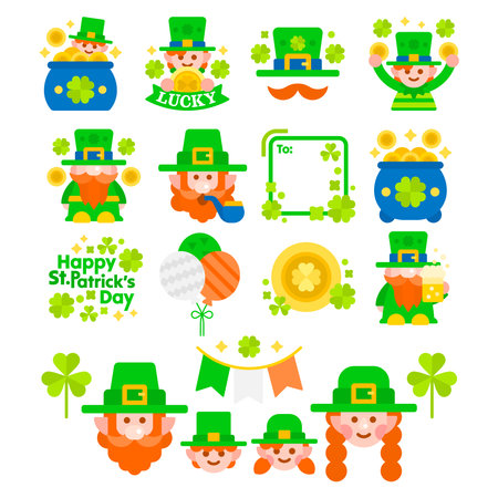 Happy St Patrickâs Day Vector Illustration Charactersのイラスト素材