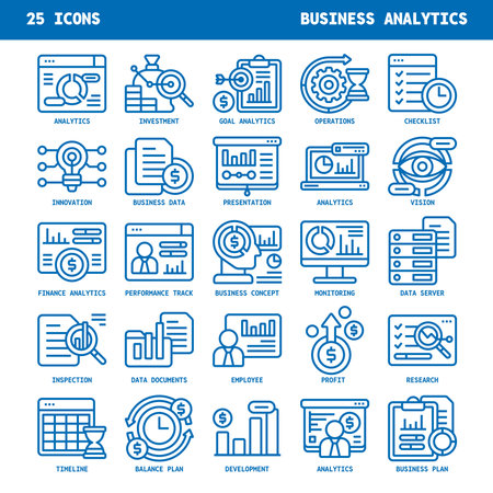 Business Analytics line icons set vector illustrationのイラスト素材