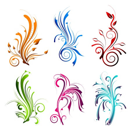Colorful Floral Swirlsのイラスト素材
