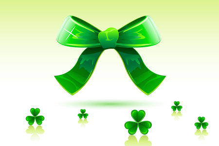 illustration of green bow with clover leaf of saint patrick's dayのイラスト素材