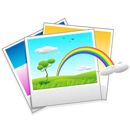 illustration of polaroid photo of landscape on isolated backgroundのイラスト素材