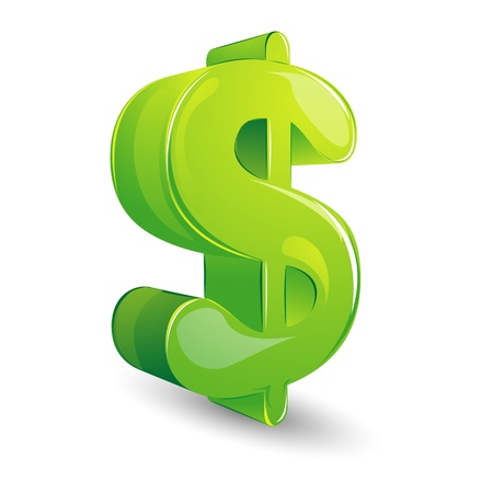 illustration of glossy dollar symbol on isolated white backgroundのイラスト素材