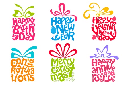 illustration of set of gift boxes for different occasion on isolated white backgroundのイラスト素材