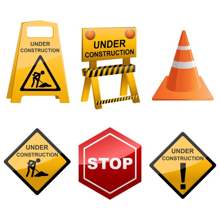 illustration of set of icon sign for under construction on white backgroundのイラスト素材