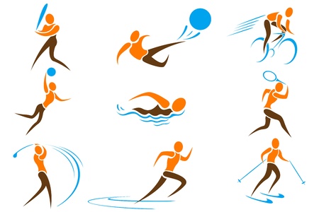 illustration of set on sports icon on white backgroundのイラスト素材